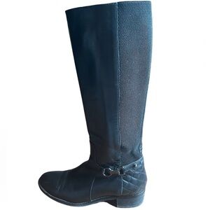 Aquatalia Olalla Leather Knee Riding Boots 9 black